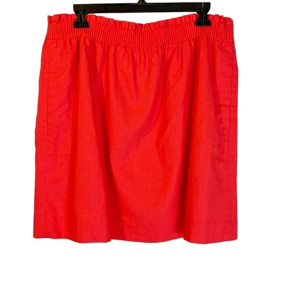 NWT J. Crew Paperbag Coral Mini Linen Cotton Blend Skirt Spring 2022 - Picture 2 of 8